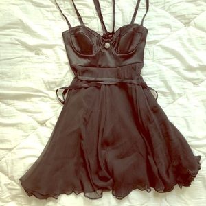 Bebe black chiffon bustier dress